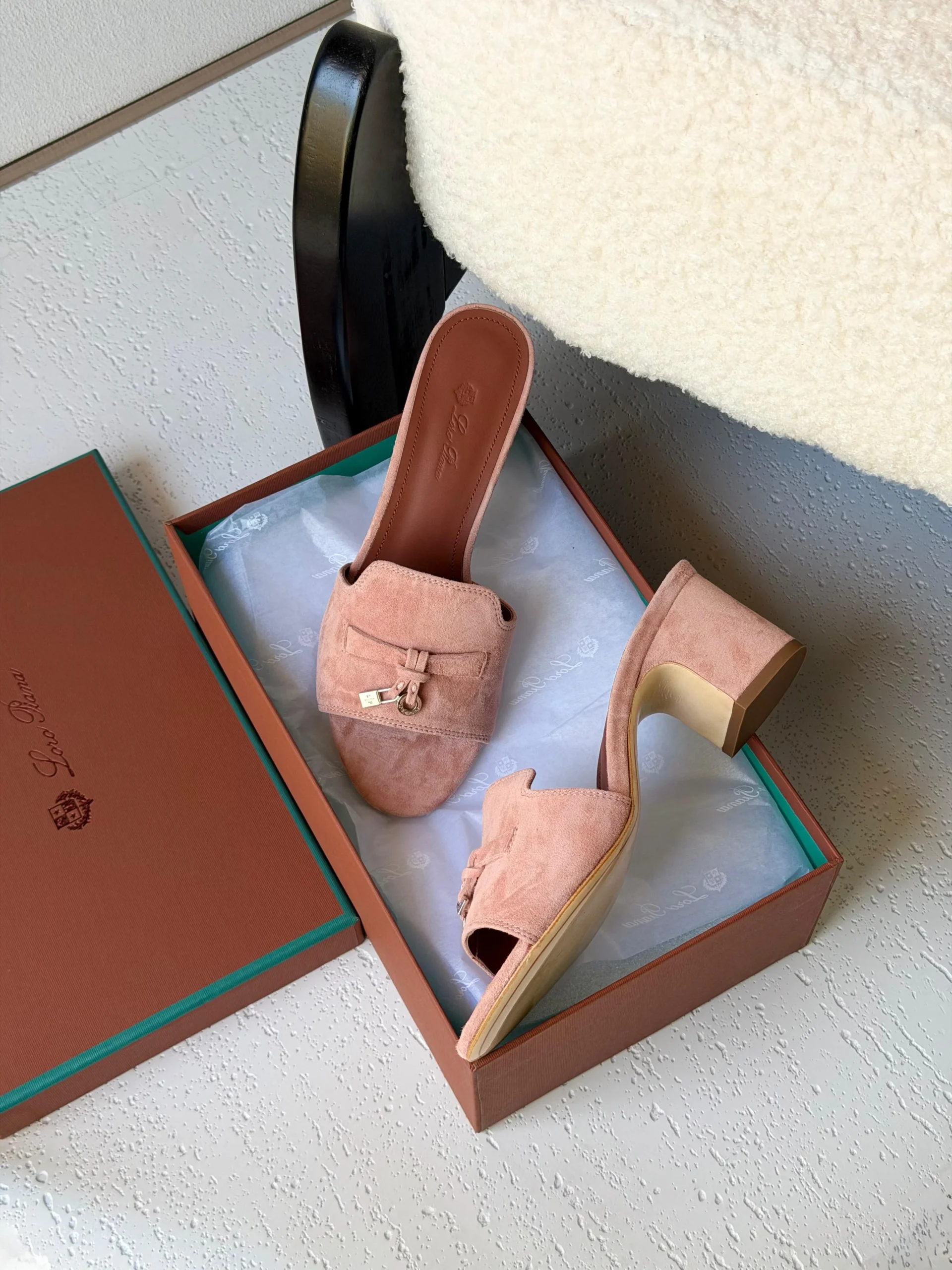 Loro Piana Summer Charms 55 Mule Sandals in Suede Goatskin - Image 11