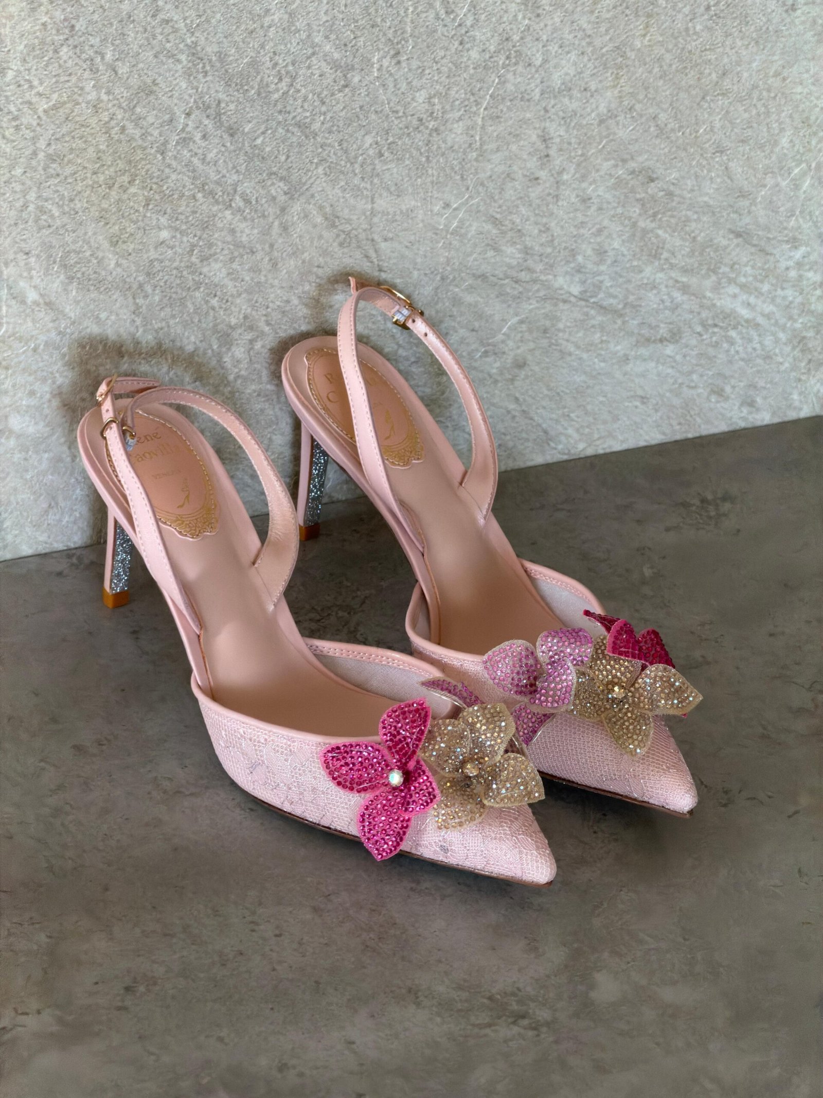 René Caovilla Neutral Peach Flower 80 Sandals - Image 5