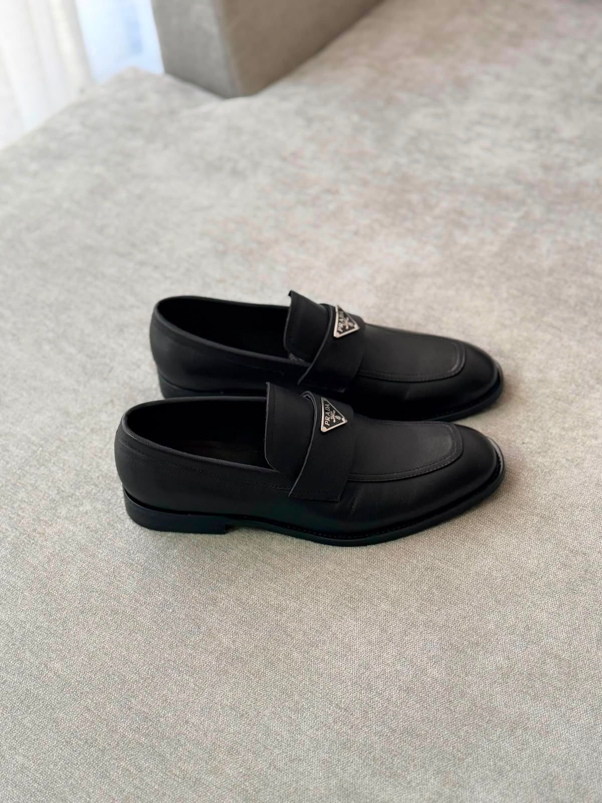Prada Plaque Leather Loafers - Image 2